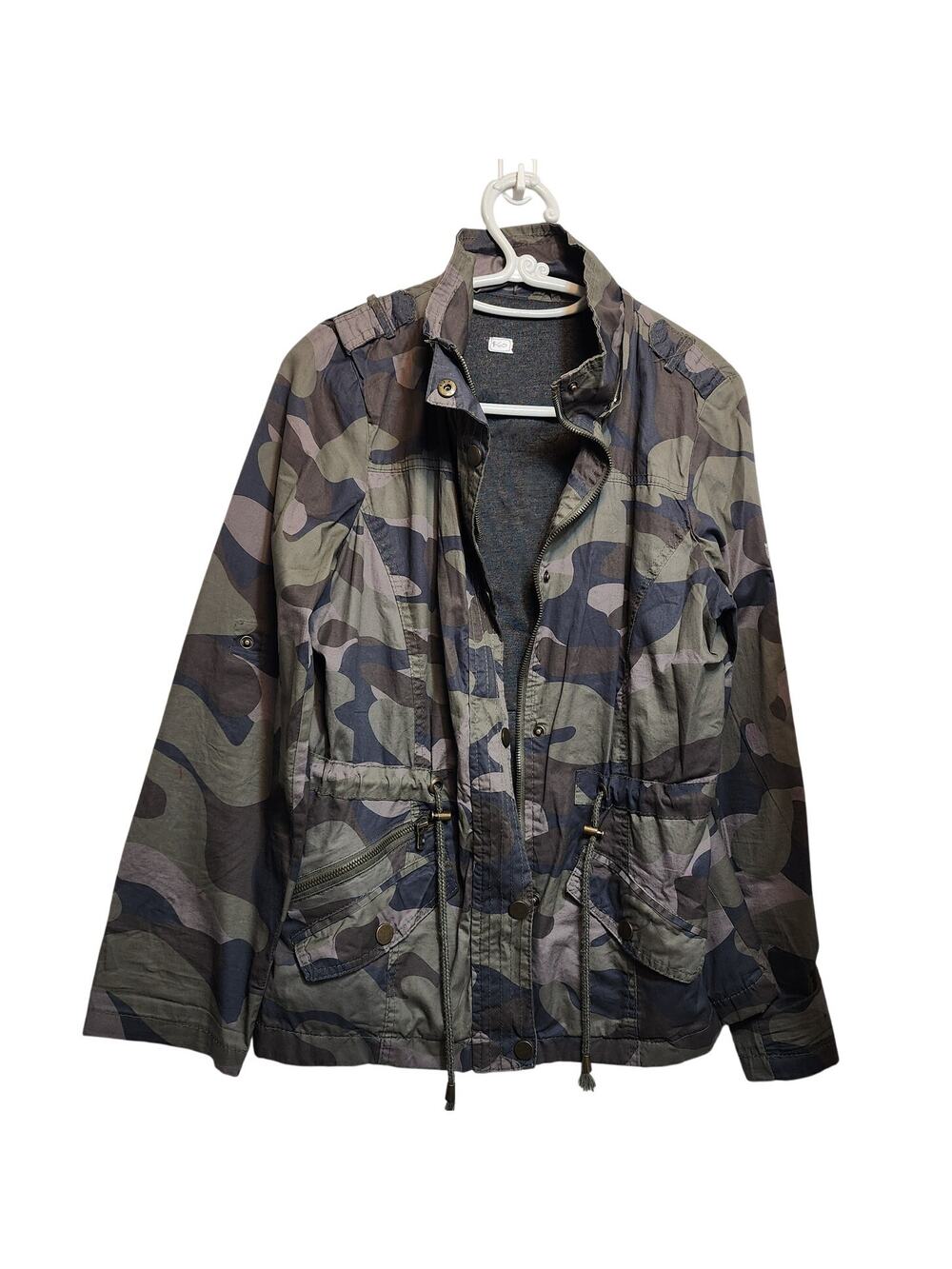 Upcycled Camo Jacket with Embroidered Portrait Patch